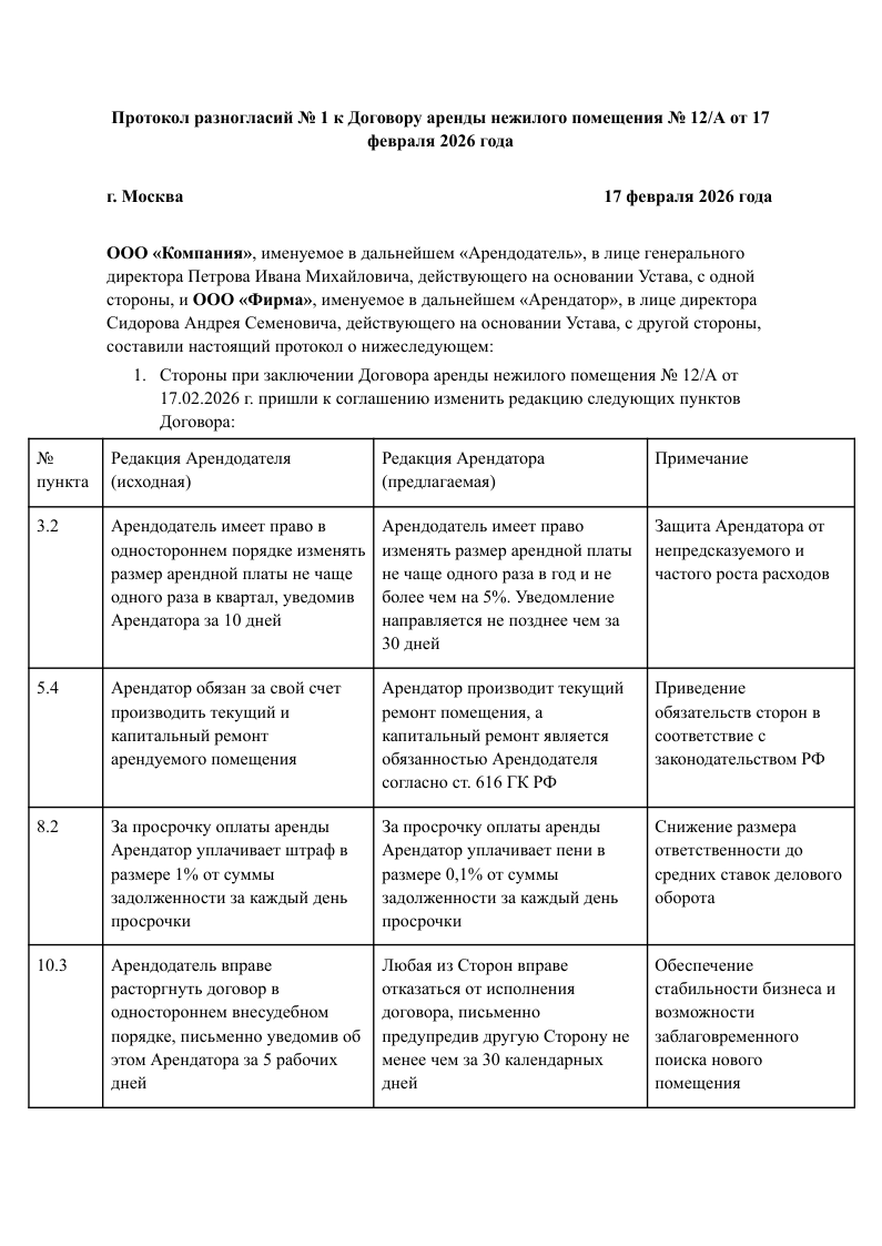 Протокол разногласий - стр 1