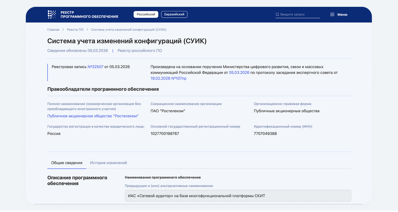 Активные записи реестра российского программного обеспечения